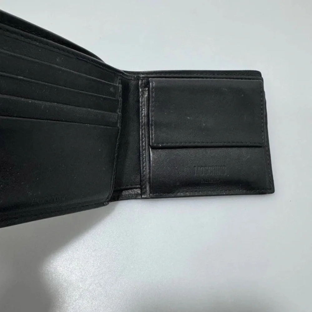 Moschino Black Leather Money Clip with Gold Logo